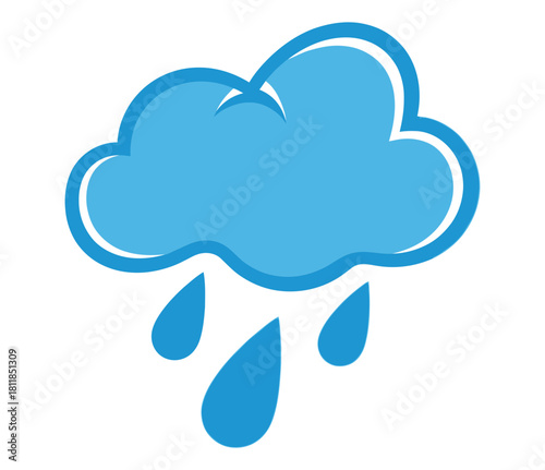 Illustration of a blue rain cloud with raindrops isolated on, perfect for weather forecasts