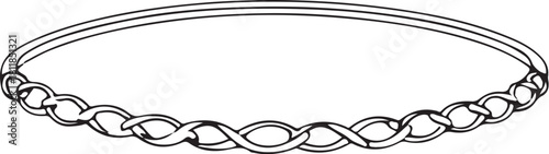 Elegant Bracelet Jewelry Hand-drawn Sketch Drawing Vector Illustration, Line Linear Symbol Engraving Coloring Book, Black and White Isolated