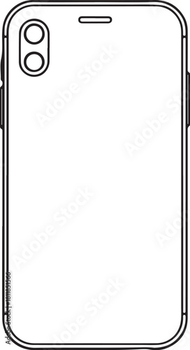 Smartphone, Phone Case Hand-drawn Sketch Drawing Vector Illustration, Line Linear Symbol Engraving Coloring Book, Black and White Isolated