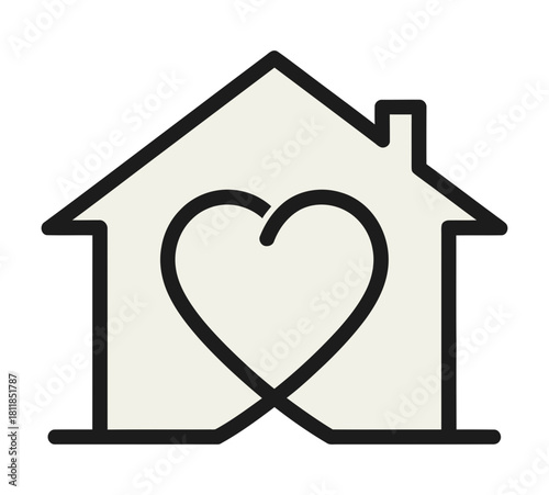 Illustration of a house with a heart inside isolated on