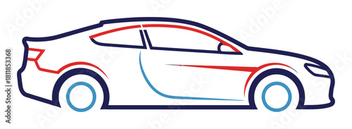 Illustration of a car isolated on, symbolizing transportation and automotive industry