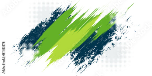 Sporty Abstract Brush Stroke Background - Diagonal Stripes in Green and Blue