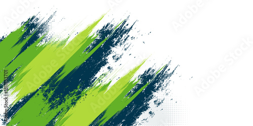 Sporty Abstract Brush Stroke Background - Diagonal Stripes in Green and Blue