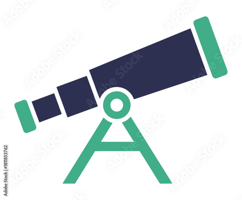 Illustration of a telescope with green accents isolated on, ideal for science and exploration