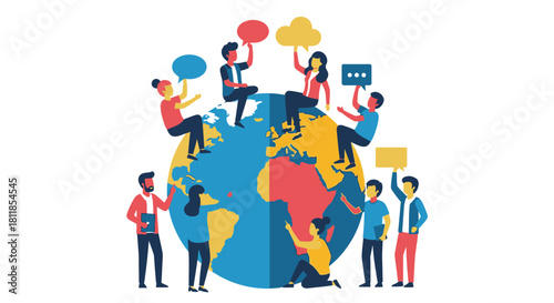 Global communication: People around the world sharing ideas and connecting.