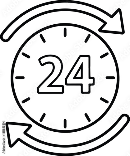 24/7 Service Icon – Continuous Support Clock Symbol