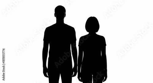 Silhouetted figures of a man and woman standing together in monochrome.