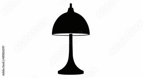 Silhouette of a Modern Table Lamp with Dome Shade.