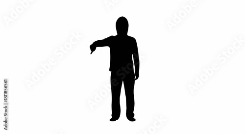 Silhouette of a person pointing with their arm outstretched towards something.