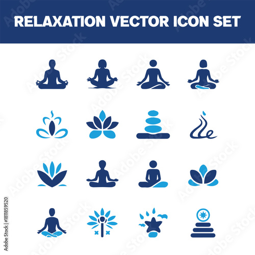Health, Meditation, and Beauty Icons Collection: Lotus, Candles, Oil, and Stone Glyphs