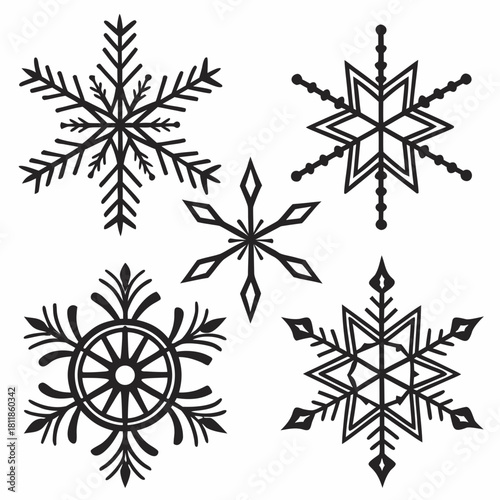 Set of vector snowflakes Christmas winter decoration pattern icons