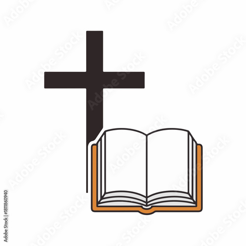Christian cross and holy book for believers depicts sacred devotion and faith. Christian cross is emblem of hope, and the holy book is symbol of knowledge, while faith transcends religious boundaries.