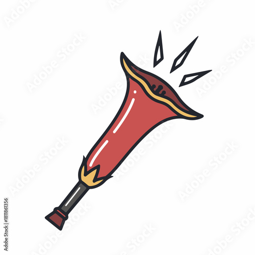 Celebration horn in red color is ready to make some noise, celebration horn with sparkles, ready for party. Celebration horn is a good way to support team or celebrate event with some fun.