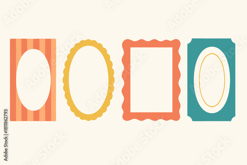 Create your own collage with these colorful frames, perfect for adding photos or unique designs in stylish vintage style