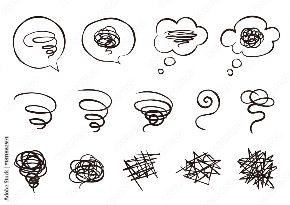 custom made wallpaper toronto digitalぐるぐる、モヤモヤのマーク。不安、悩み、困惑などのネガティブな感情のアイコン。ベクターイラスト素材。