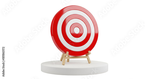 Red and White Target on Wooden Stand dartboard bullseye