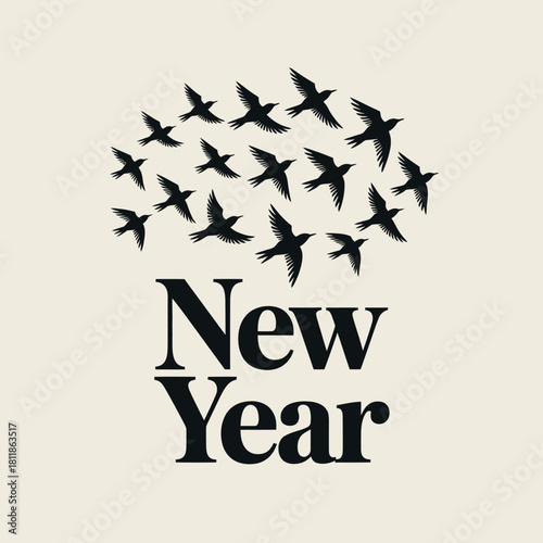 New Year Bird Transformation Illustration