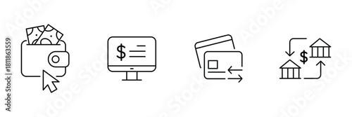 Digital finance, secure transaction, online payment, wallet transfer, banking money exchange icon vector illustration for commercial use.