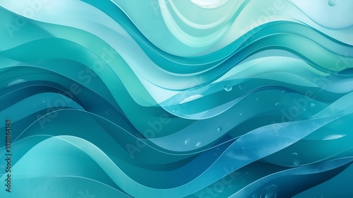 Wavy Blue Composition with Flowing Liquid-Like Forms
