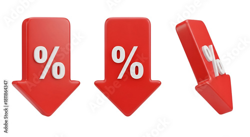 Red Downward Arrows with Percentage Symbols discount