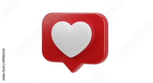 Red heart icon in a speech bubble on a transparent background