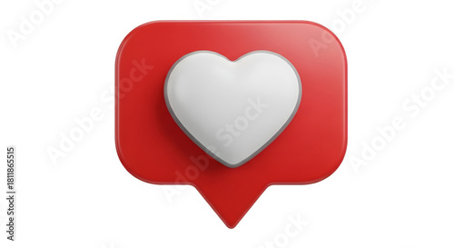 Red heart notification icon with white heart on black background