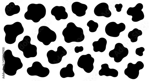 Abstract Cow Spots Pattern Design Background for Modern Farmhouse Decor, Animal Print Texture for Crafts, Textiles, Fabrics, and Creative Projects, Spotted Black and White Illustration for Home Decor,