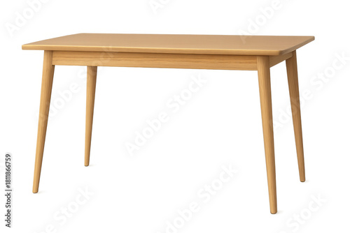 Fototapeta Naklejka Na Ścianę i Meble -  Wooden dining table with clean design, brown wood texture for home interior rendering on transparent background