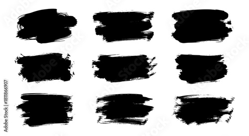 Abstract Black Brush Strokes on White Background for Design Elements and Creative Projects, Grunge Texture, Ink Splatters, Artistic Backgrounds, Illustration for Web Design, Marketing Materials, Prese