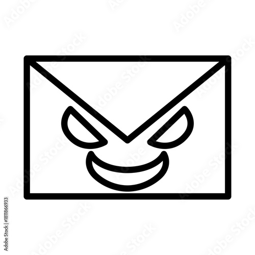 Malicious Email Icon – Evil Spam Mail Outline Vector