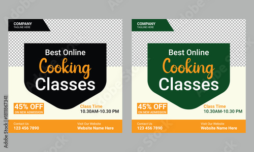 Online cooking class social media post banner
