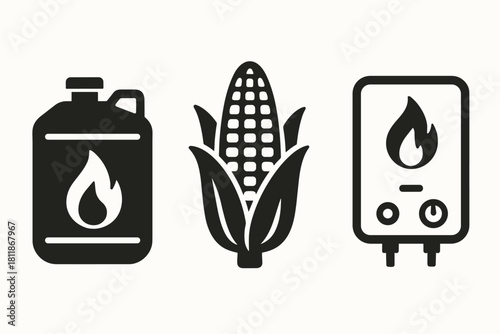 Biofuel Energy Icons Set