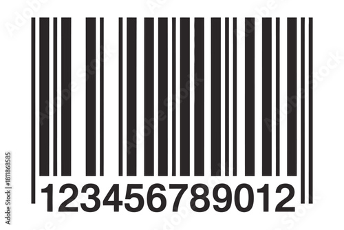Barcode illustration showing a universal product identification tag with numbers for scanning, ideal for retail price labels, store purchase stickers, and modern sale concept graphics.