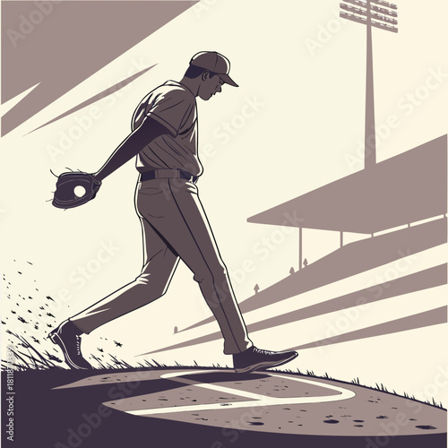 Baseball pitcher ready to throw, perfect for sports graphics, advertising, and baseballthemed designs needing a dynamic vector illustration.