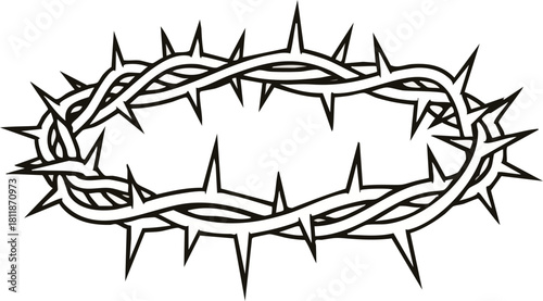 Intricate illustration of a crown of thorns, a symbol of suffering and sacrifice.