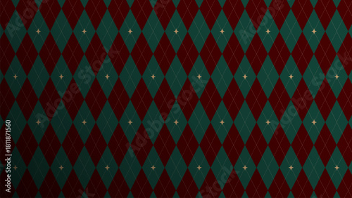 Argyle Vector Pattern. Christmas Background. Golf Textile Print. Emerald Diamonds with Gold Accent Lines. Seamless Pattern Tile. Argyle vector pattern. Argyle Seamless pattern for holidays.