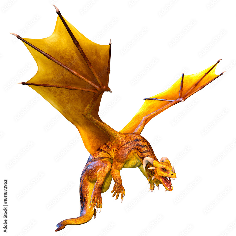Fototapeta premium 3D Rendering Fairy Tale Dragon on White