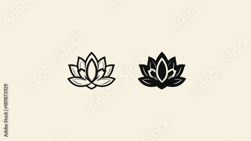 Minimalist lotus flower icon set, spiritual symbol for wellness, yoga, meditation, beauty, and nature design elements