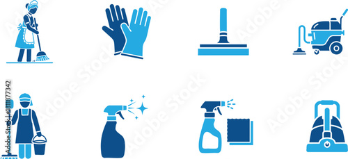 Cleaner Service Icon for Housekeeping and Maintenance
