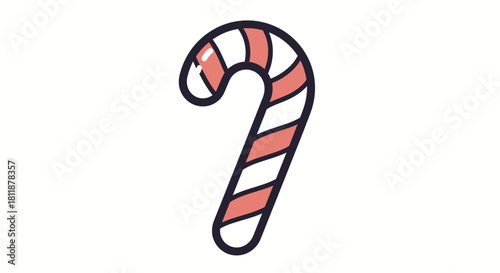 Simple festive striped candy cane dessert symbol flat illustration