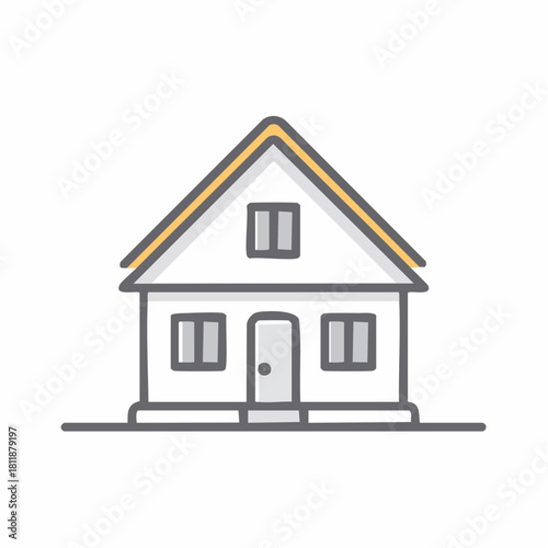 Charming Home Illustration Simple Design with Clean Lines and Warm Accents