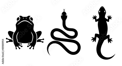 Collection of reptile and amphibian silhouettes