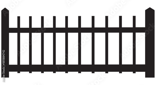 Simple black wooden gate fence creating a secure boundary in a garden setting.