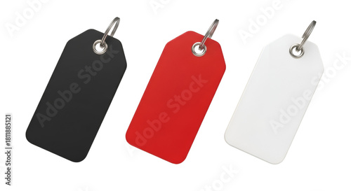 Three Blank Price Tags in Black Red and White label