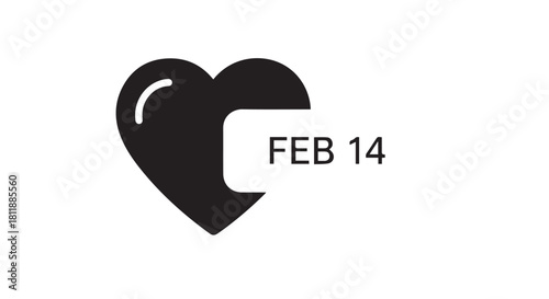 Romantic Valentine Theme with Bold Heart Graphic and February 14 Date.