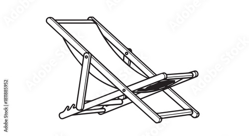 Relaxing outdoor lounge chair resting on a wooden frame in a sunny patio setting for leisure and comfort.