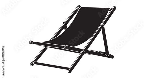 Relaxing black deckchair with portable foldable frame for sunny outdoor lounging in a compact garden setup.