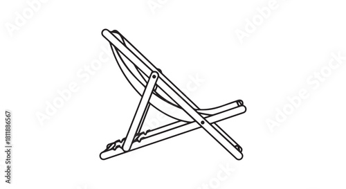 Minimal line drawing of a simple folding chair frame silhouette.