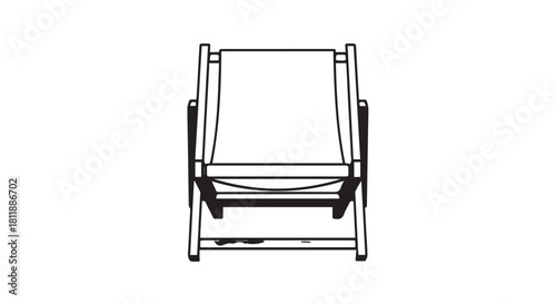 Minimalist black and white illustration of a folding porch swing chair for home leisure.
