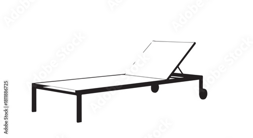 Minimalist black metal bed frame with adjustable head section and wheels.